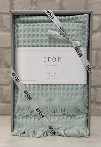 Набор вафельных полотенец EFOR из 2-х предметов (50*90 и 70*140) WAFFLE минтоловый MINT коробка
