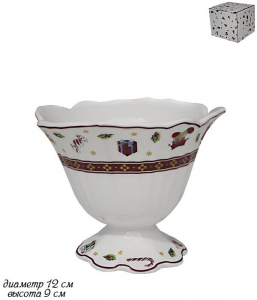 105-601 Креманка 12 см, высота 9 см  НОВЫЙ ГОД в под.уп.(х24) Фарфор