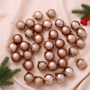 Ёлочные игрушки «Диско ассорти», шары новогодние, d=4 см, набор 36 шт., коричневый