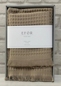 Набор вафельных полотенец EFOR из 2-х предметов (50*90 и 70*140) WAFFLE коричневый KAHVE коробка