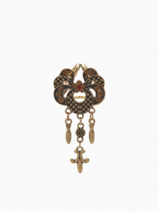 Кольцо для платка «Лилия графская», цвет золотой в чернёном золоте