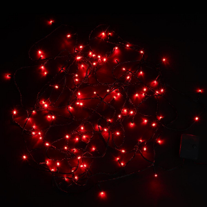 Гирлянда 100 LED 9 м зелёный провод красная