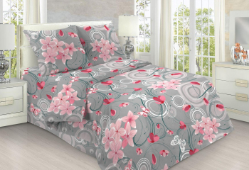 Наволочка Орхидея серый бязь