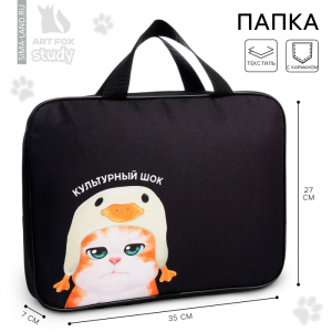 Папка для труда А4 на молнии текстиль 70 мм 350?270 «Шок»