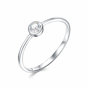 Кольцо с муассанитом родированное серебро 925*