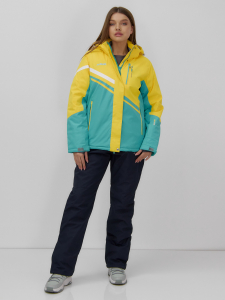 Горнолыжный костюм женский зимний УЦЕНКА желтого цвета 02812J
