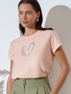 Свободная футболка с принтом из премиального хлопка с эластаном