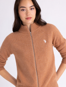 MOCK NECK FULL ZIP CARDIGAN