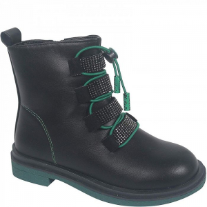 B-9568-F черн/зел Ботинки деми для девочек (32-37)/8