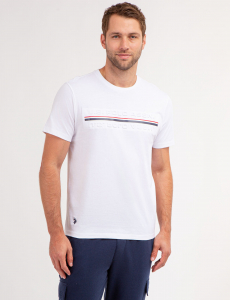 EMBOSSED SIGNATURE STRIPE JERSEY T-SHIRT