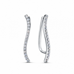 Зажимы с фианитом родированные серебро 925*