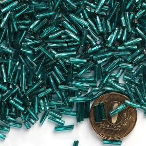 Бисер стеклярус крученный 100 гр бирюзовый 23