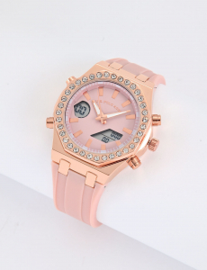 LADIES PINK EMBELLISHED ANA DIGI WATCH