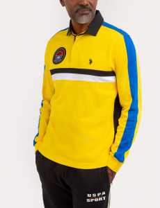 USPA SPORT COLORBLOCK LONG SLEEVE POLO SHIRT