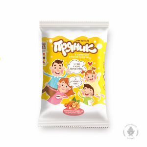 Пряник в белой молочной глазури с начинкой варёное сгущенное молоко и грецкий орех (100 гр)