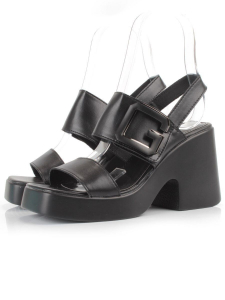 08-PEY330-2 BLACK Босоножки женские (натуральная кожа)