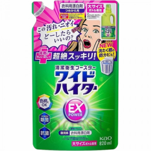 KAO Wide Haiter EX Power Жидкий кислородный отбеливатель для цветного белья, цветочный аромат, мягкая упаковка, 820 мл