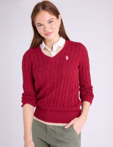 SOFT CABLE V-NECK SWEATER
