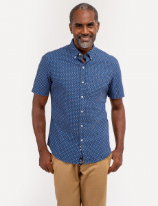 DIAMOND PRINT SHORT SLEEVE SHIRT WITH POCKET