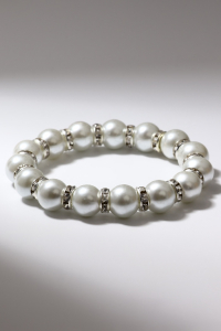 Браслет жемчуг «Невеста» со стразами, шар №10, цвет белый, d=5.5 см