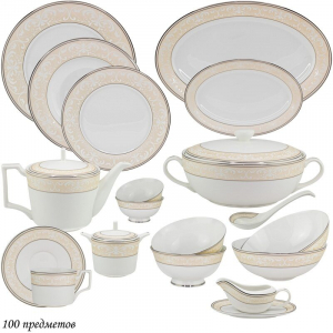 145-351 Чайно-столовый сервиз 100пр. ДЖУЛЬЕТТА в под.уп.(х0,5)Костяной фарфор