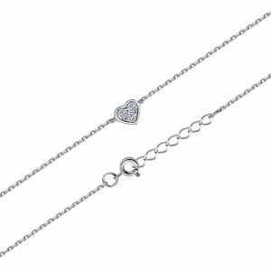 браслет с фианитом  родированный серебро 925*