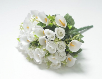 Искусственные цветы, Ветка в букете смешанная бутон розы + каллы 36 голов (1010237)