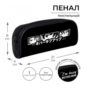 Пенал мягкий, 1 отделение, 80 х 210 х 40 мм, объёмный, Calligrata ПМО 21-20, 