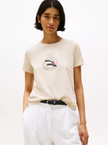 Embroidered Wavy Flag Logo T-Shirt
