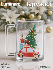 Кружка Luminarc «Рождество», 320 мл, стекло, прозрачная, рисунок МИКС