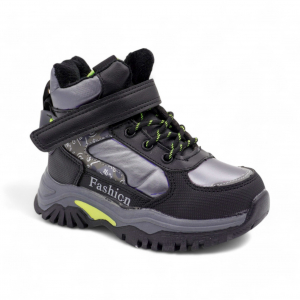 Ботинки на меху 1829-7-2 черн/зел