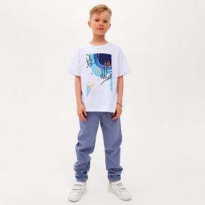 Брюки для мальчика MINAKU: Cotton collection, синие, рост 110 см