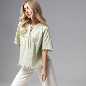 Блуза в стиле бохо, Летний фольклор (зеленая)