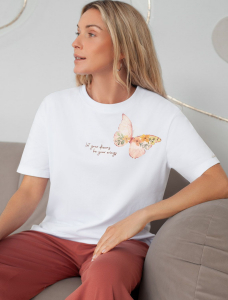 Футболка с принтом свободная эластичная из премиального хлопка