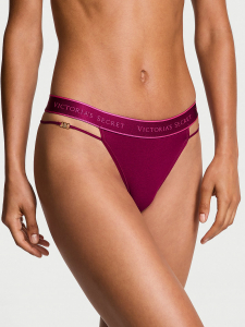 Logo Cotton Strappy Thong Panty