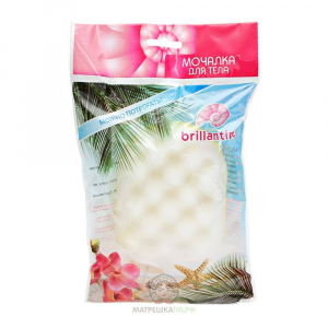 Мочалка СПОНЖ ГУБКА 201-045 /желто-белая/ размер 15*9*5см ТРЕЙДИКО