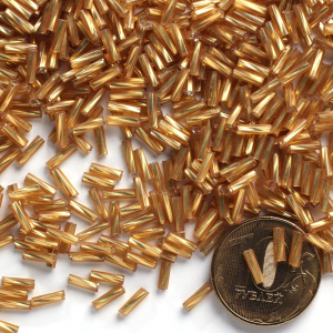 Бисер стеклярус крученный 100 гр золото 22