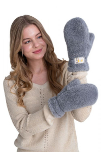 Варежки меховые на резинке СЕРЫЕ