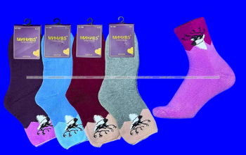 МИНИBS термоноски женские внутри махра Олени со слабой резинкой арт. 1680