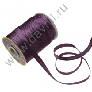 Косая бейка атласная 1,5 см 131 м  тёмно-фиолетовая 046