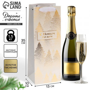 Пакет новогодний подарочный под бутылку «С Новым годом», 13?35?10 см