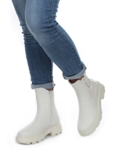 01-PCX55-2 WHITE Ботинки демисезонные женские (натуральная кожа, байка)