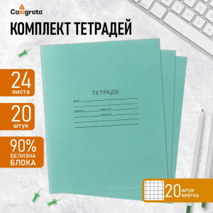 Комплект тетрадей из 20 штук, 24 листа в клетку КПК 