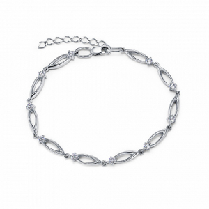 браслет с фианитом родированный серебро 925*