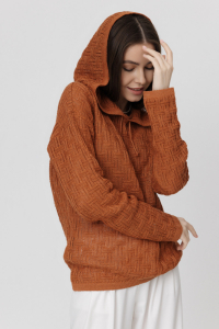 Джемпер из льна 4-309 красная глина