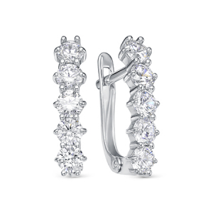 Серьги с фианитом родированные серебро 925*