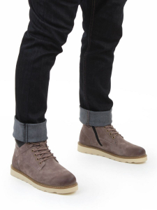 05-H50119M-3 GRAY/BROWN Ботинки зимние мужские (натуральная кожа, натуральный мех)