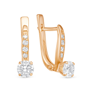 Серьги с фианитом позолоченные серебро 925*