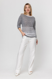 Джемпер из льна 4-307 черный меланж