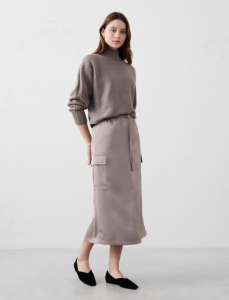 Satin Cargo Midi Skirt